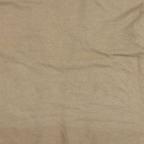 Nutmeg Womens Beige V-Neck  Acrylic Cardigan Jumper Size 18