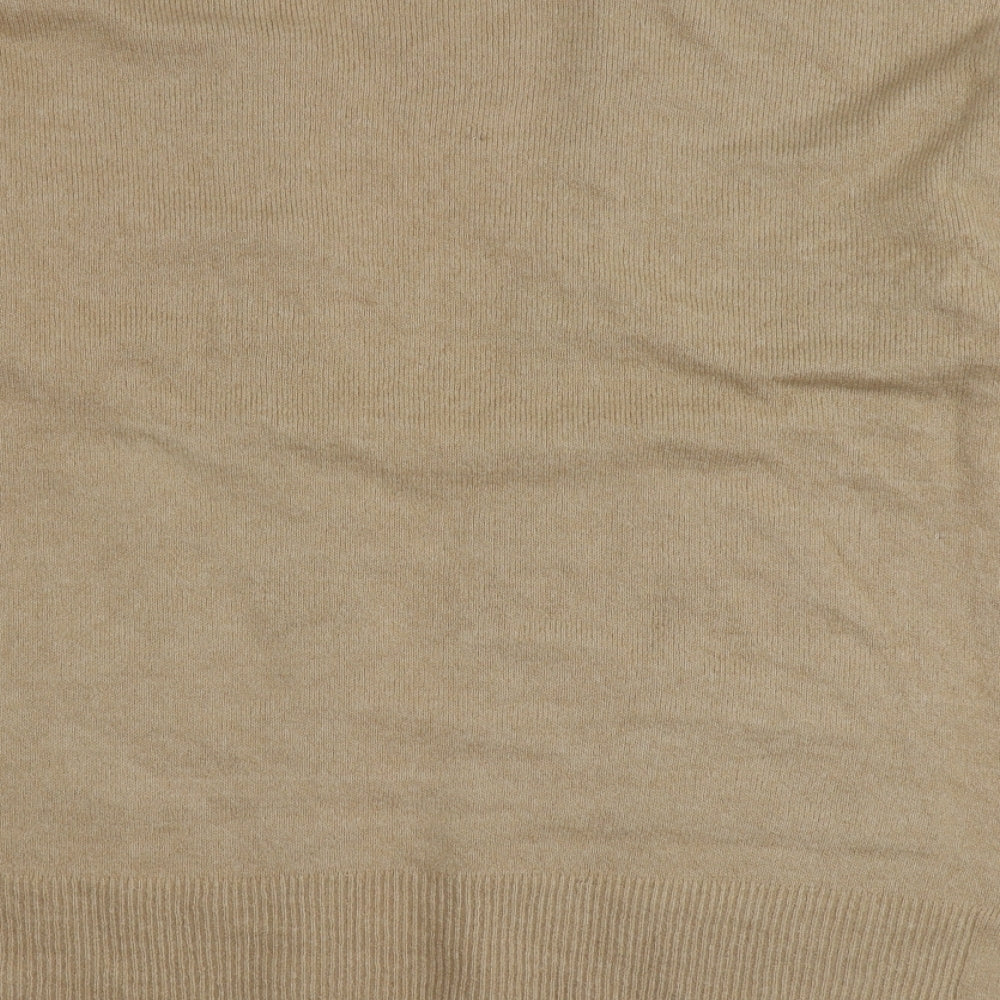 Nutmeg Womens Beige V-Neck  Acrylic Cardigan Jumper Size 18