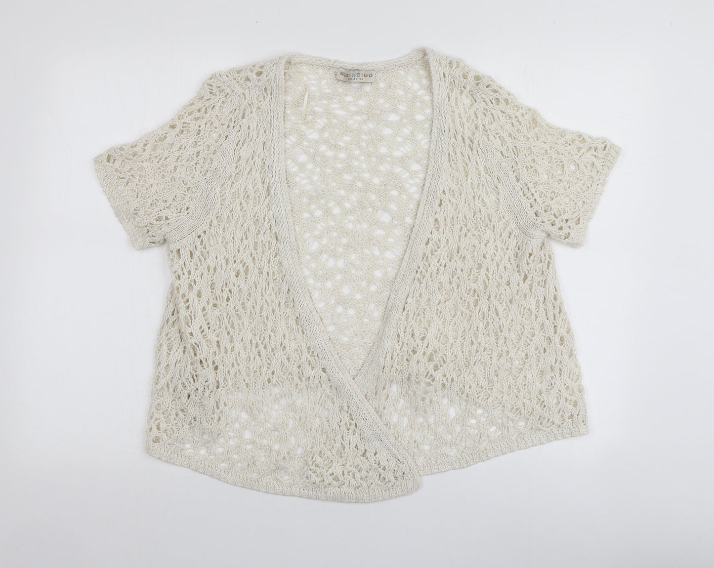 M&S Womens Ivory V-Neck  Acrylic Shrug Jumper Size 12