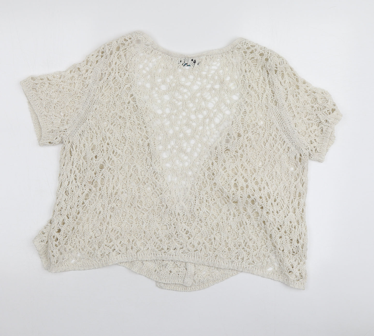 M&S Womens Ivory V-Neck  Acrylic Shrug Jumper Size 12