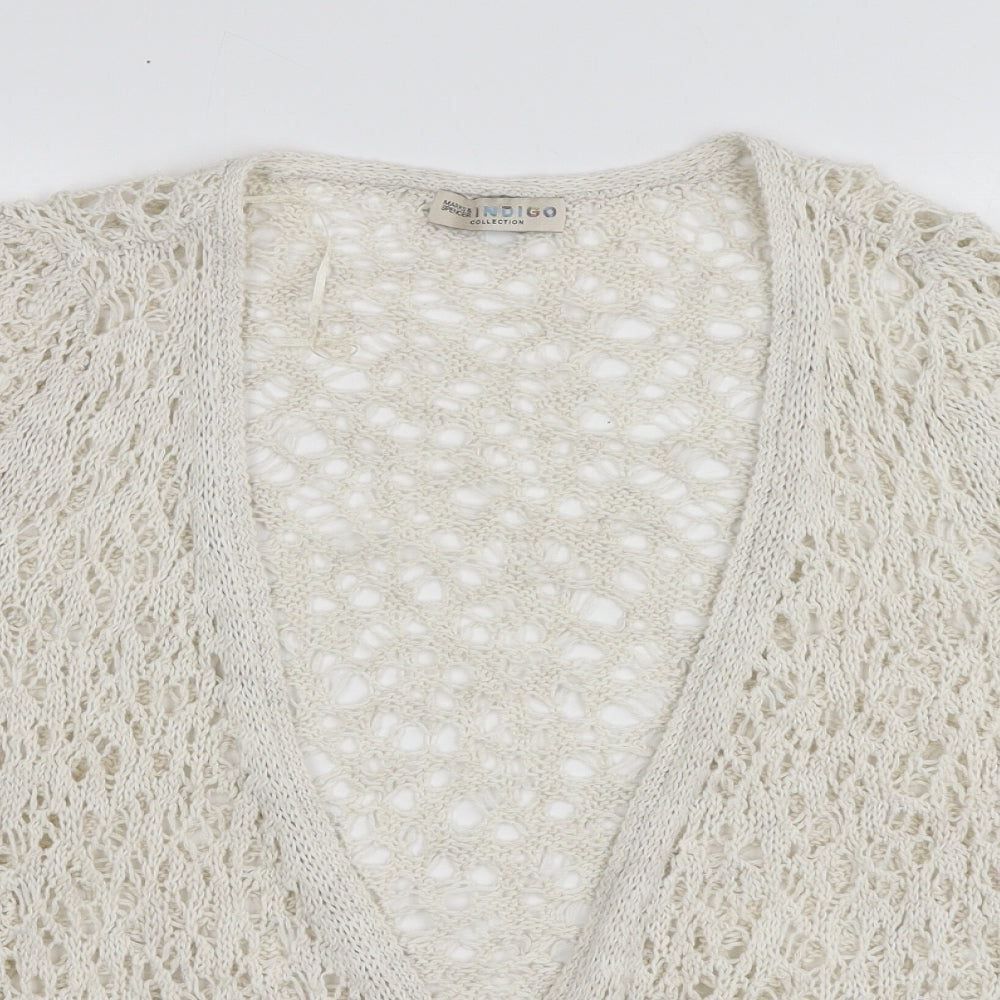 M&S Womens Ivory V-Neck  Acrylic Shrug Jumper Size 12
