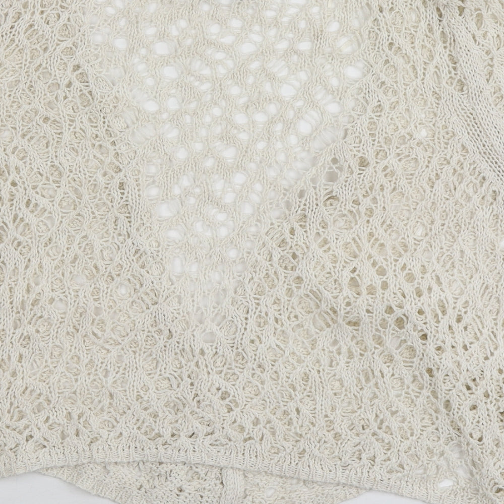 M&S Womens Ivory V-Neck  Acrylic Shrug Jumper Size 12