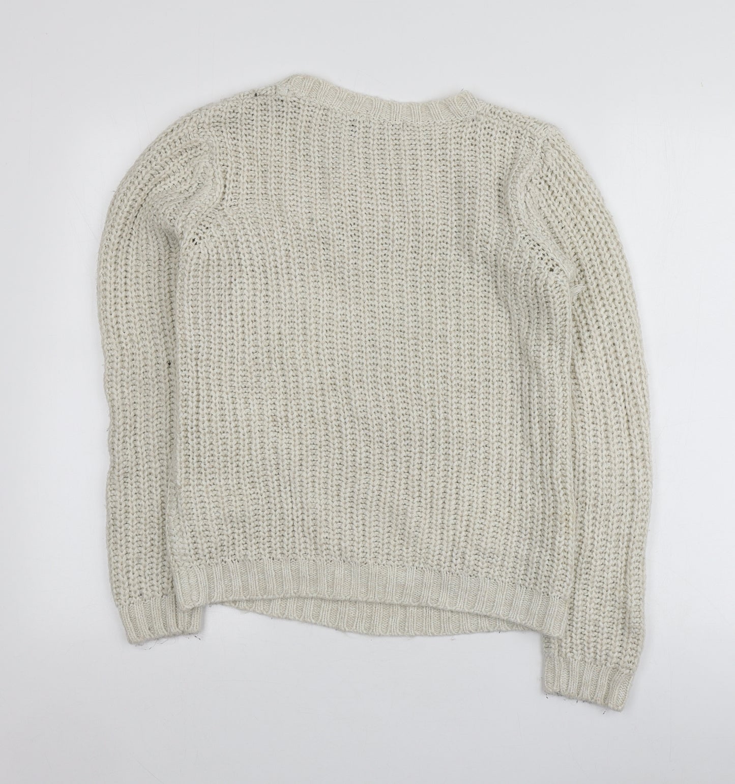 Brave Soul Womens Beige Round Neck  Acrylic Pullover Jumper Size S
