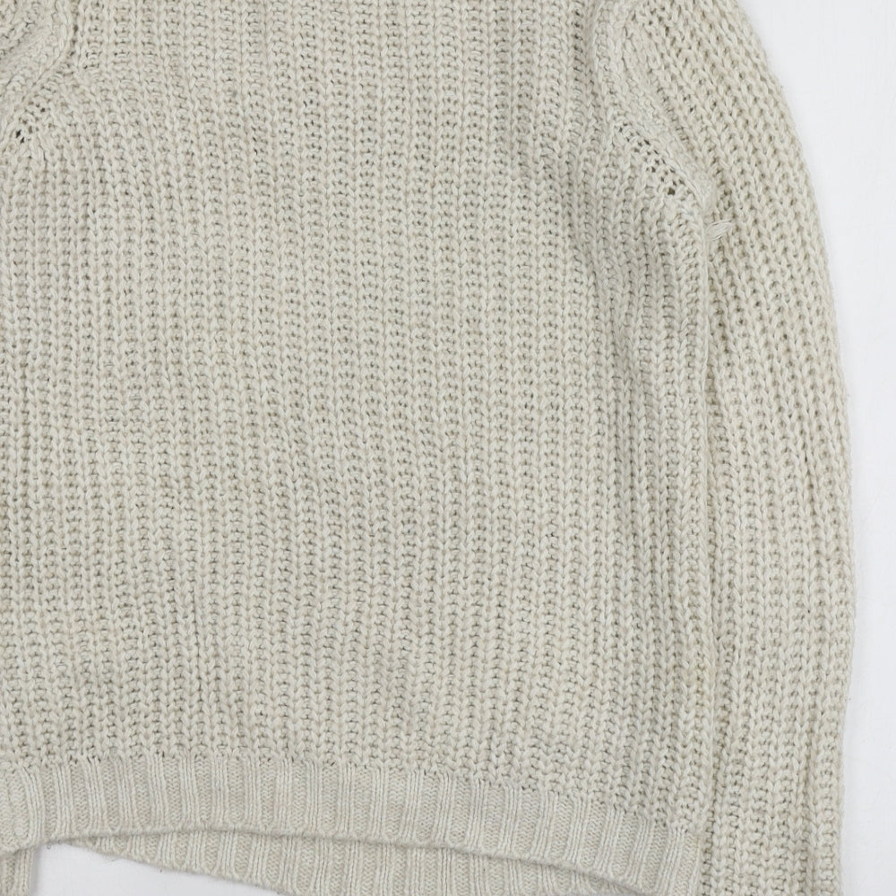 Brave Soul Womens Beige Round Neck  Acrylic Pullover Jumper Size S