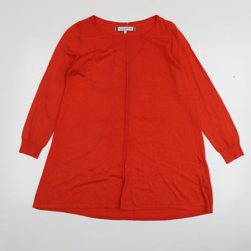 Principles  Womens Orange Round Neck  Polyester Pullover Jumper Size 8