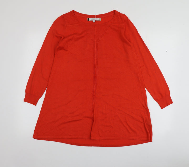 Principles Womens Orange Round Neck Polyester Pullover Jumper Size 8