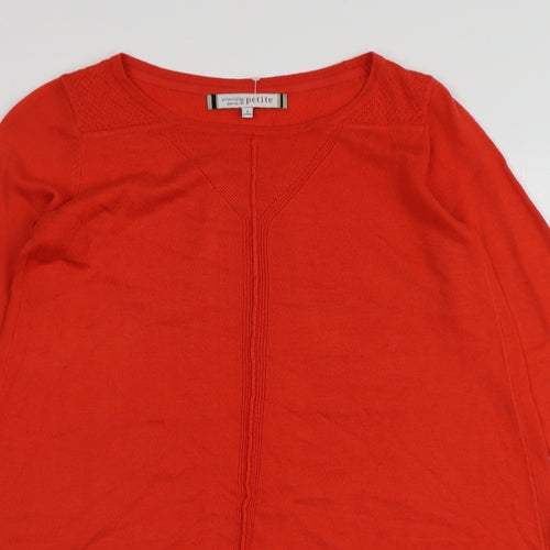 Principles  Womens Orange Round Neck  Polyester Pullover Jumper Size 8