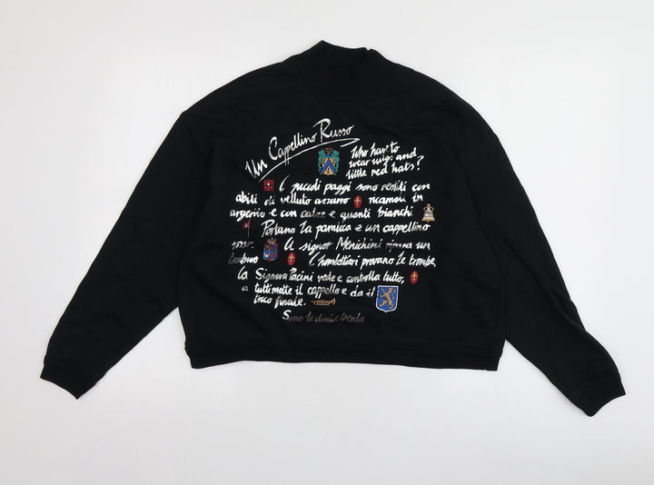 St Michael Womens Black Geometric 100% Cotton Pullover Sweatshirt Size 10