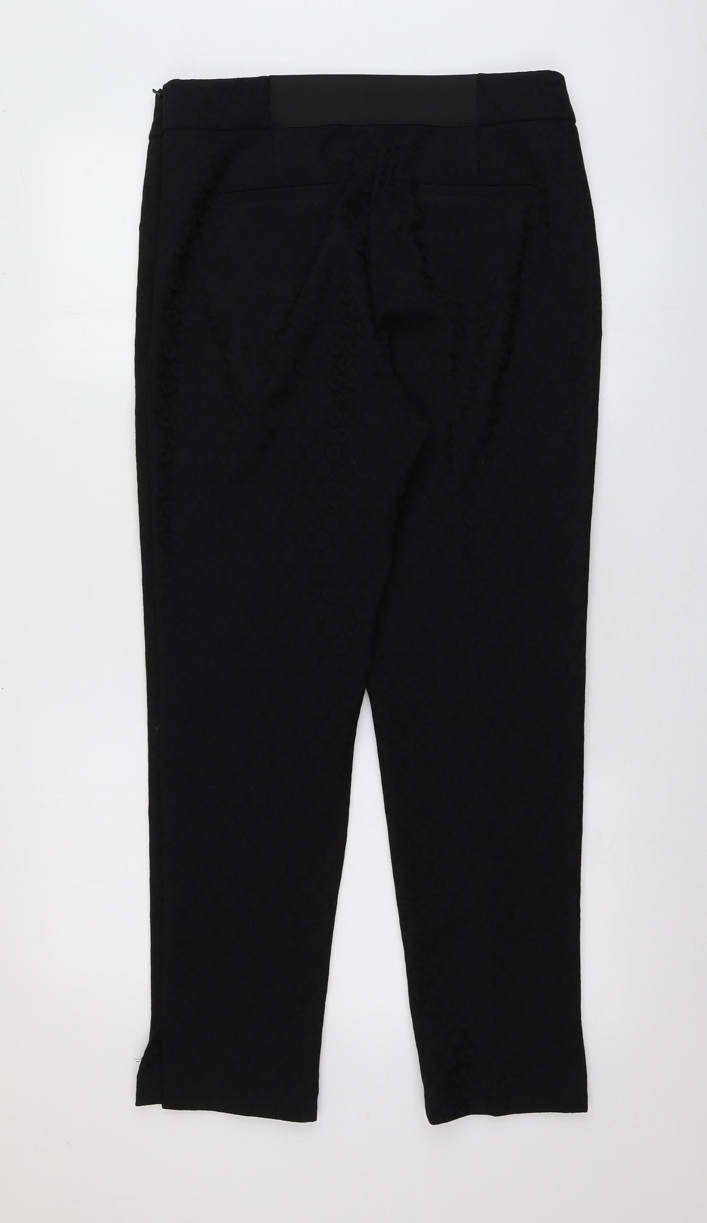 Coast Womens Black Geometric Polyester Chino Trousers Size 14 L28.5 in Regular