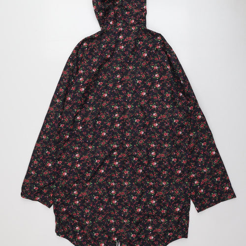 Papaya Womens Black Floral  Parka Jacket Size S