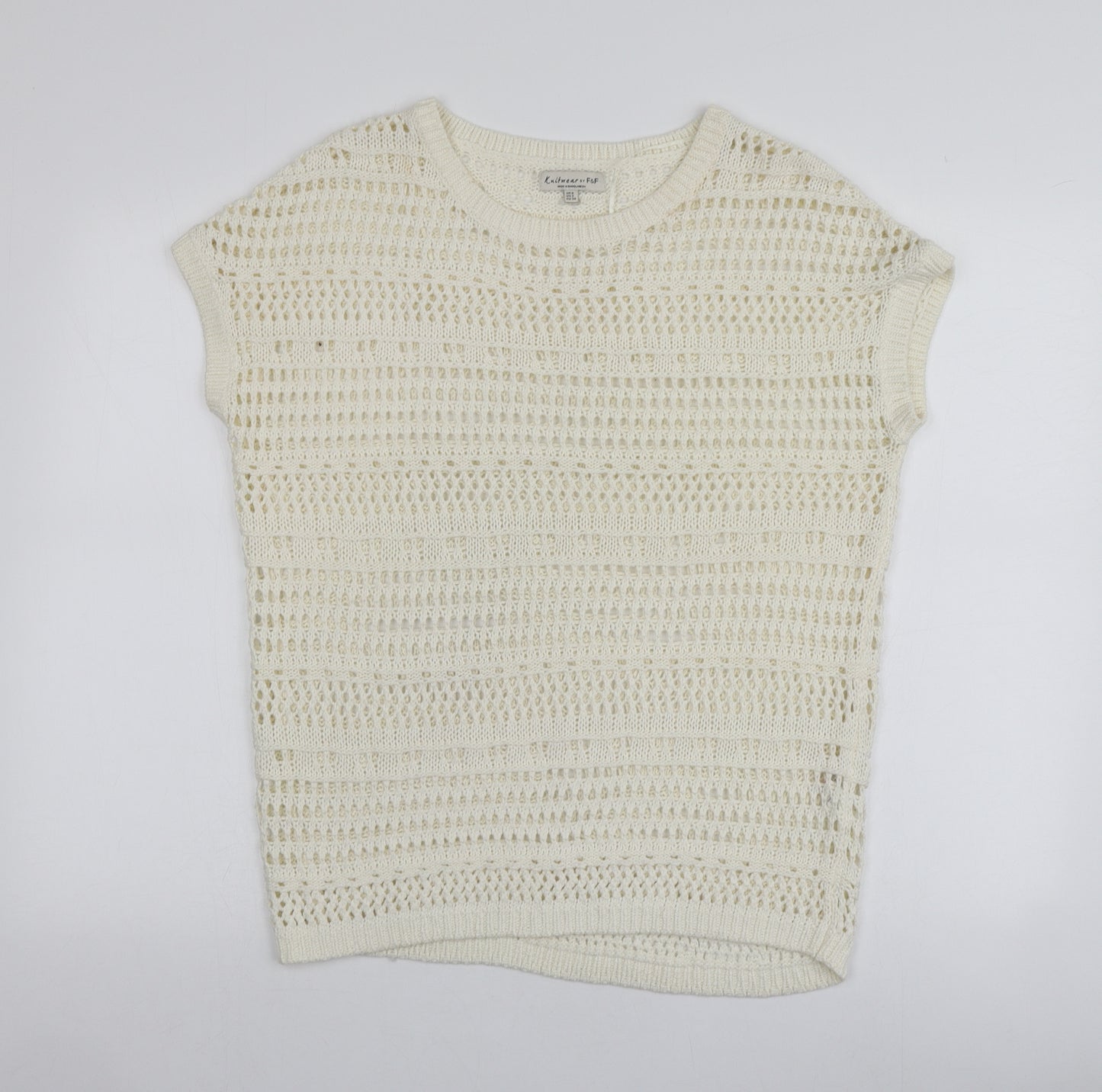 F&F Womens Ivory Round Neck  Acrylic Pullover Jumper Size 6