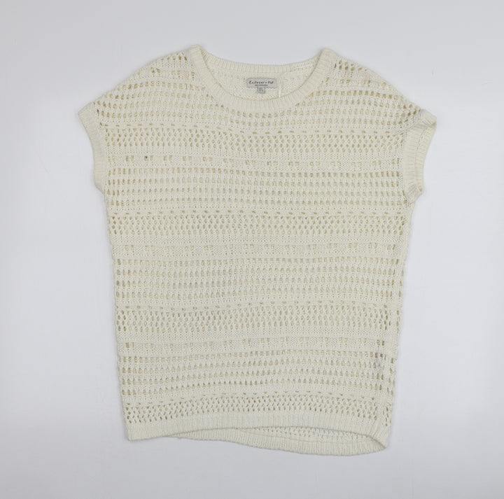 F&F Womens Ivory Round Neck  Acrylic Pullover Jumper Size 6