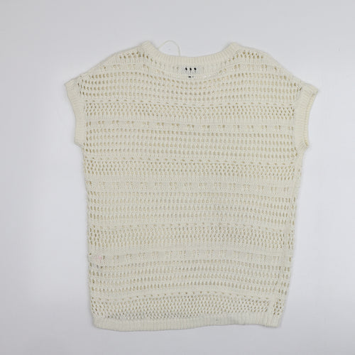 F&F Womens Ivory Round Neck  Acrylic Pullover Jumper Size 6