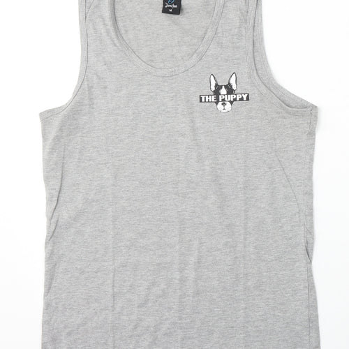 Jienihao Womens Grey  Cotton Basic Tank Size M Round Neck