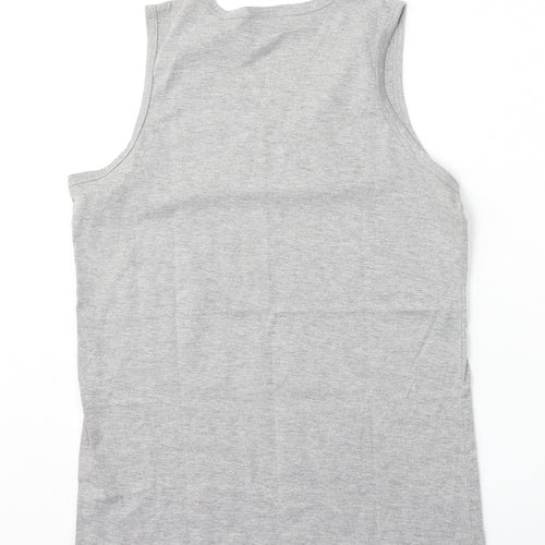 Jienihao Womens Grey  Cotton Basic Tank Size M Round Neck