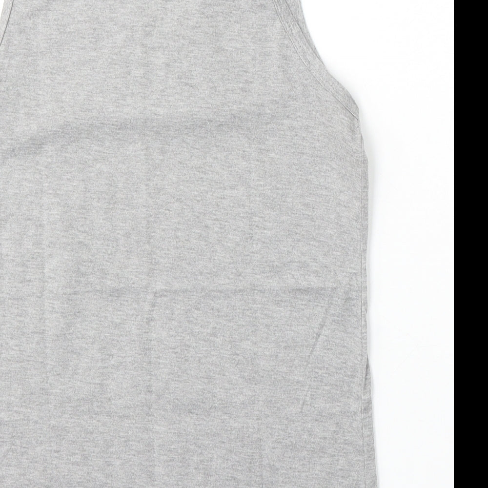 Jienihao Womens Grey  Cotton Basic Tank Size M Round Neck