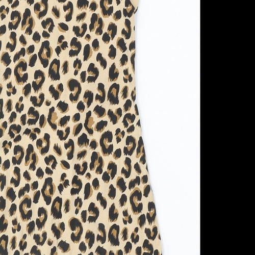 H&M Womens Multicoloured Animal Print Cotton Bodycon  Size 2  Round Neck