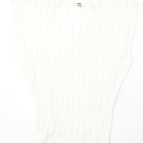 Ellamada Womens White V-Neck  Polyester Vest Jumper Size L