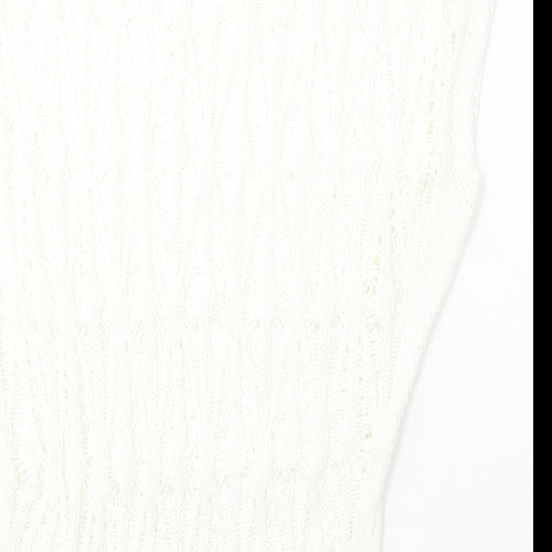 Ellamada Womens White V-Neck  Polyester Vest Jumper Size L