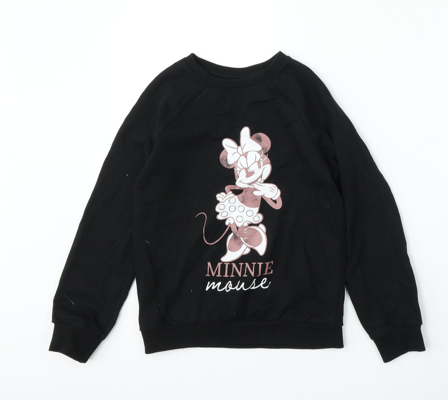 George Girls Black  Cotton Pullover Sweatshirt Size 7-8 Years   - minnie mouse
