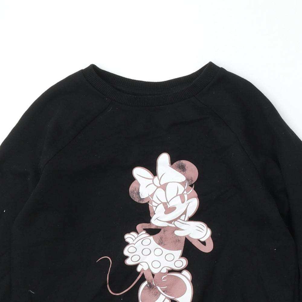 George Girls Black  Cotton Pullover Sweatshirt Size 7-8 Years   - minnie mouse