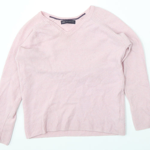 Marks and Spencer Womens Pink V-Neck  Wool Pullover Jumper Size 12