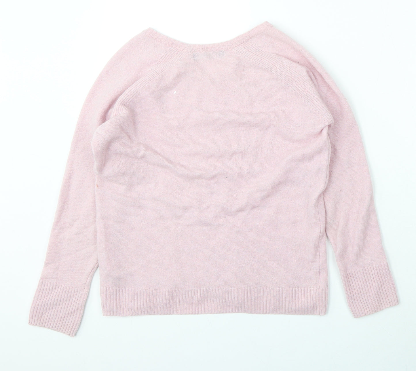 Marks and Spencer Womens Pink V-Neck  Wool Pullover Jumper Size 12
