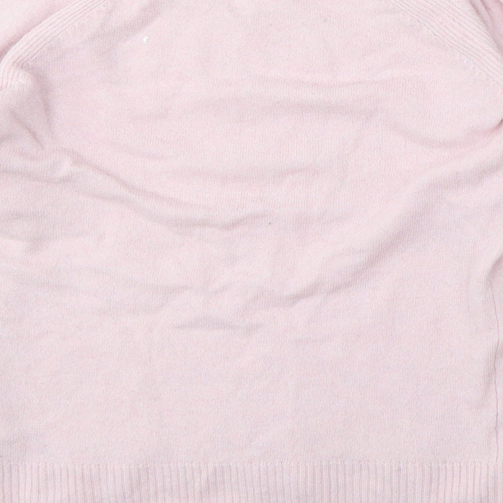 Marks and Spencer Womens Pink V-Neck  Wool Pullover Jumper Size 12