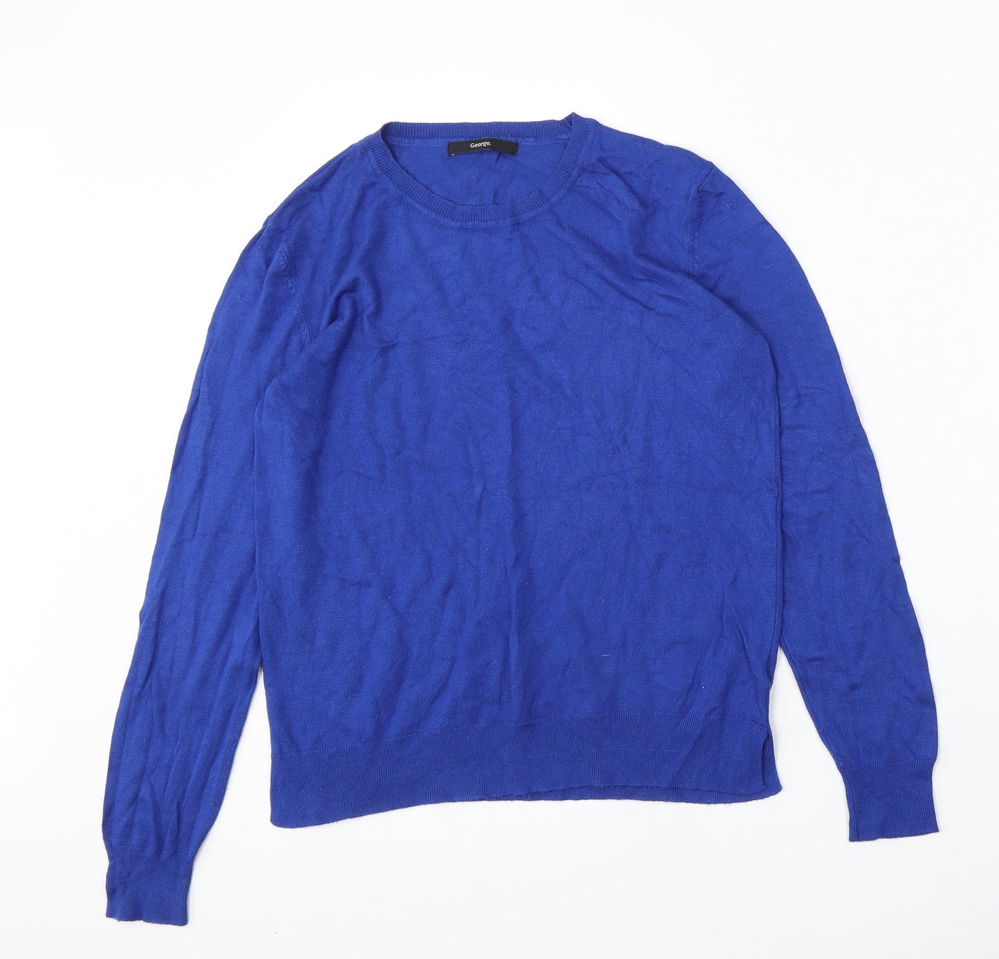 George Womens Blue Round Neck  Viscose Pullover Jumper Size 10