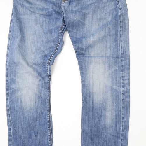 Superdry Mens Blue  Cotton Straight Jeans Size 38 L35 in Regular Button