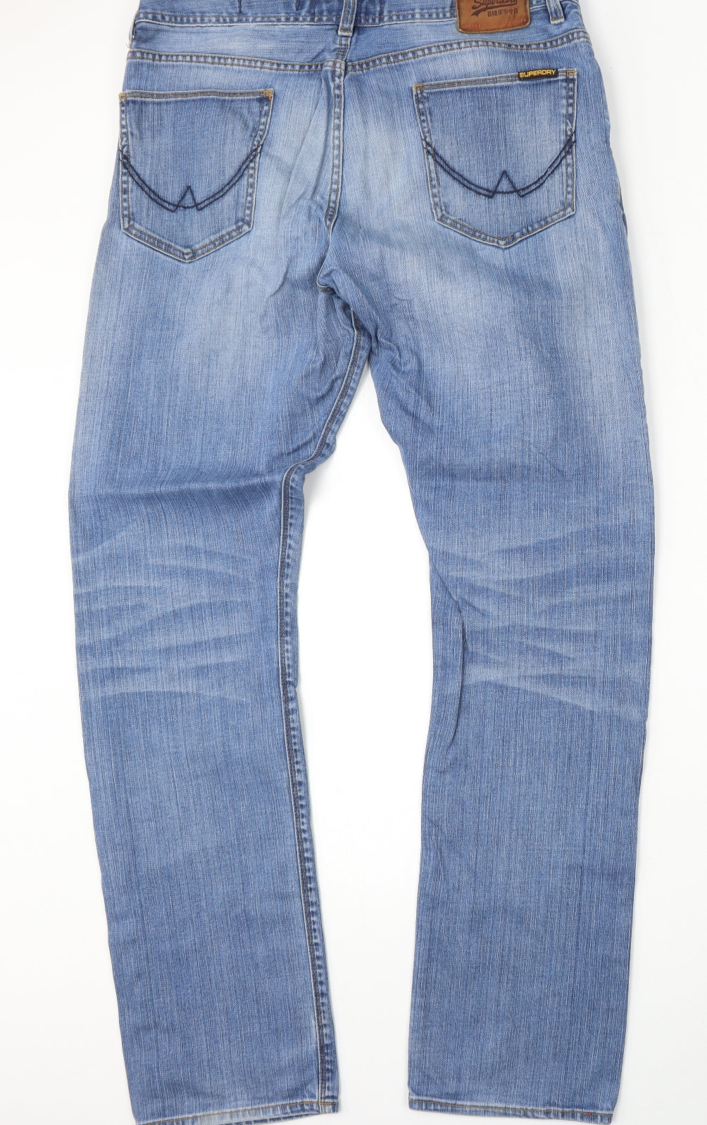 Superdry Mens Blue  Cotton Straight Jeans Size 38 L35 in Regular Button