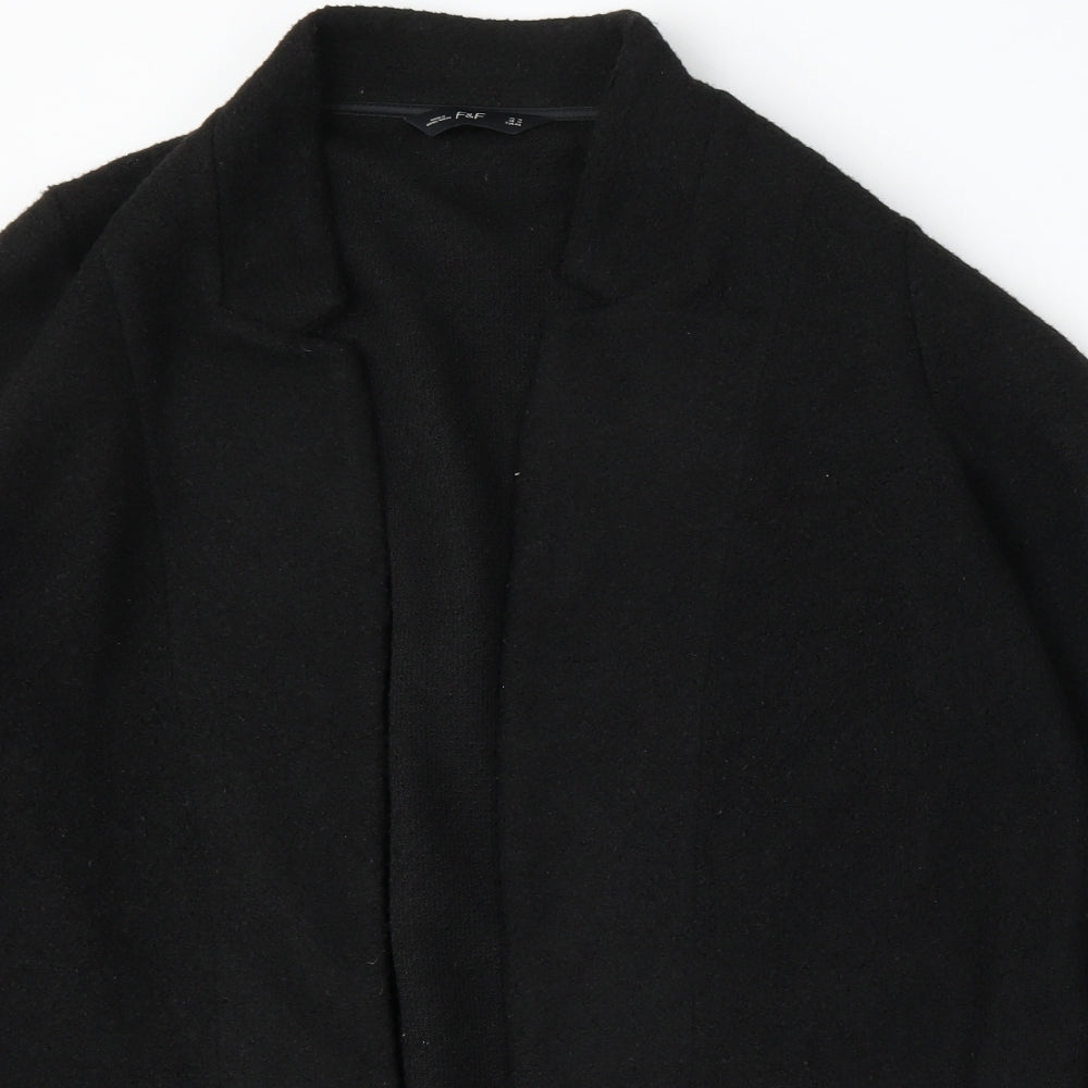 F&F Womens Black V-Neck  Polyester Cardigan Jumper Size 16