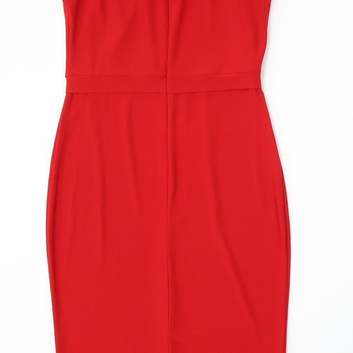 Miusol Womens Red  Polyester Pencil Dress  Size XS  V-Neck