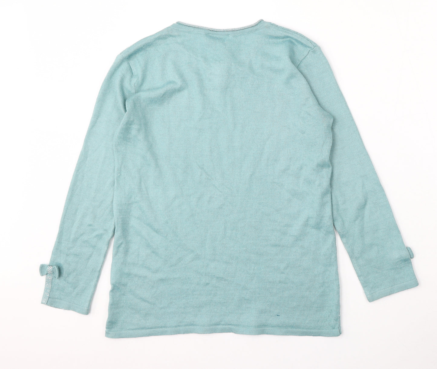Afibel Womens Blue Round Neck  Acrylic Pullover Jumper Size 14