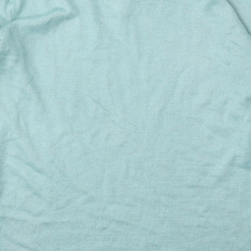 Afibel Womens Blue Round Neck  Acrylic Pullover Jumper Size 14