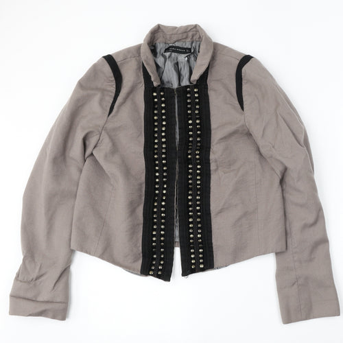 Zara Womens Beige   Jacket  Size L  Hook & Eye