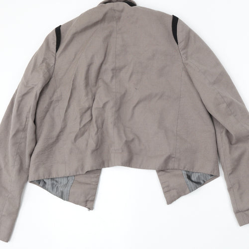 Zara Womens Beige   Jacket  Size L  Hook & Eye
