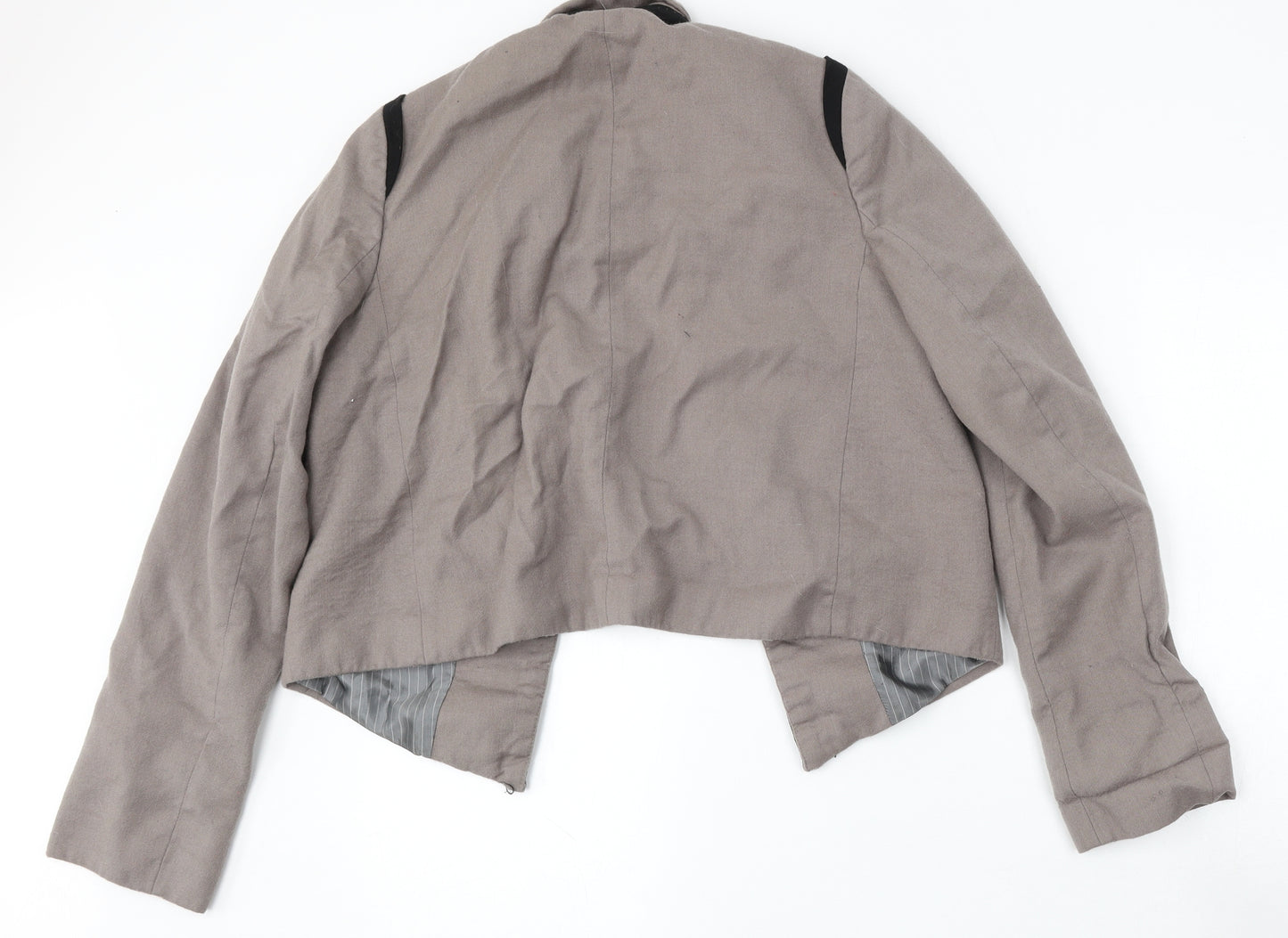 Zara Womens Beige   Jacket  Size L  Hook & Eye