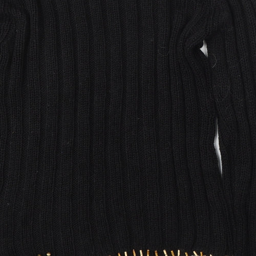 Elegant Womens Black Round Neck  Cotton Pullover Jumper Size M