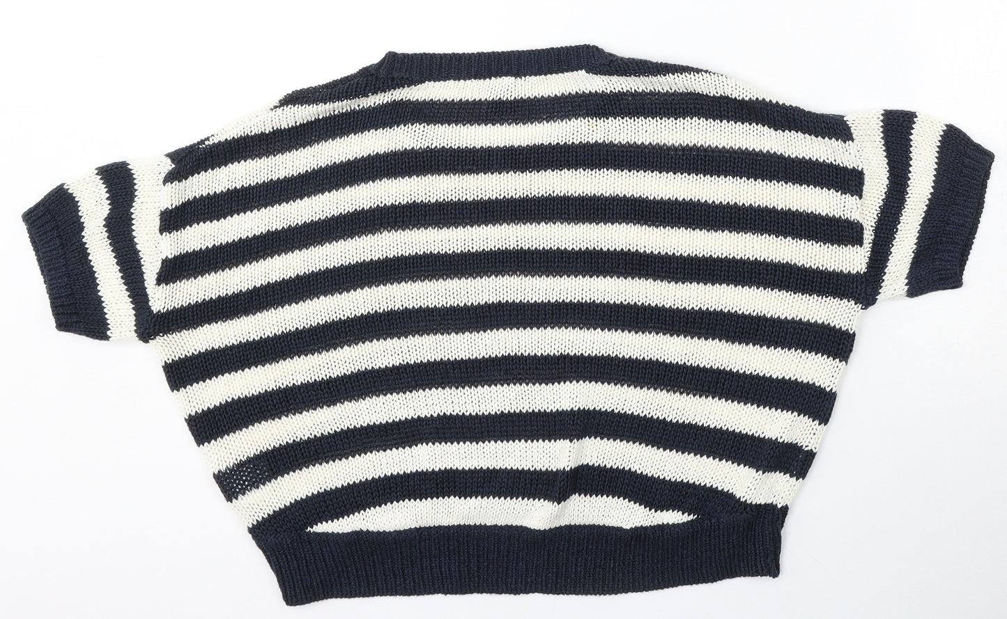 H&M Womens Multicoloured Round Neck Striped Acrylic Pullover Jumper Size S