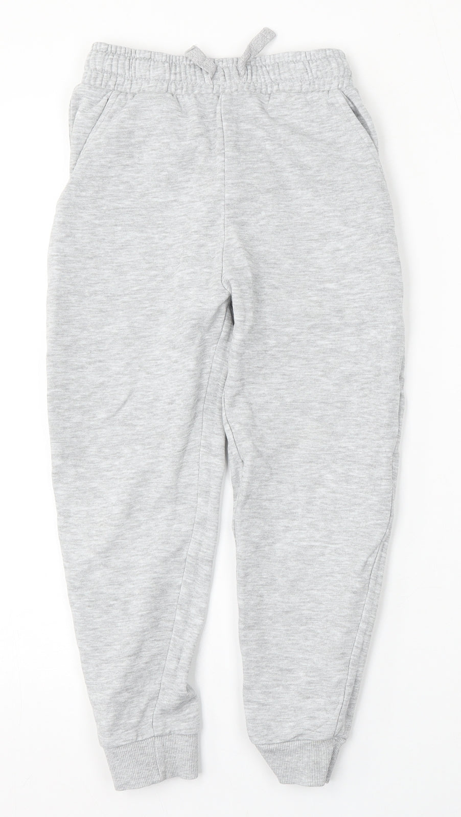 Marks and Spencer Boys Grey  Cotton Jogger Trousers Size 7-8 Years  Regular