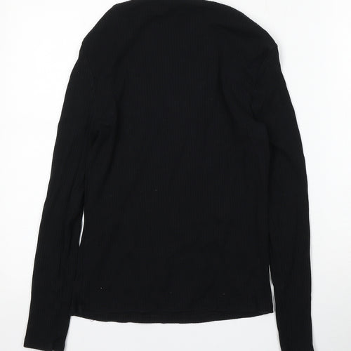 River Island Womens Black Square Neck  Cotton Pullover Jumper Size 12