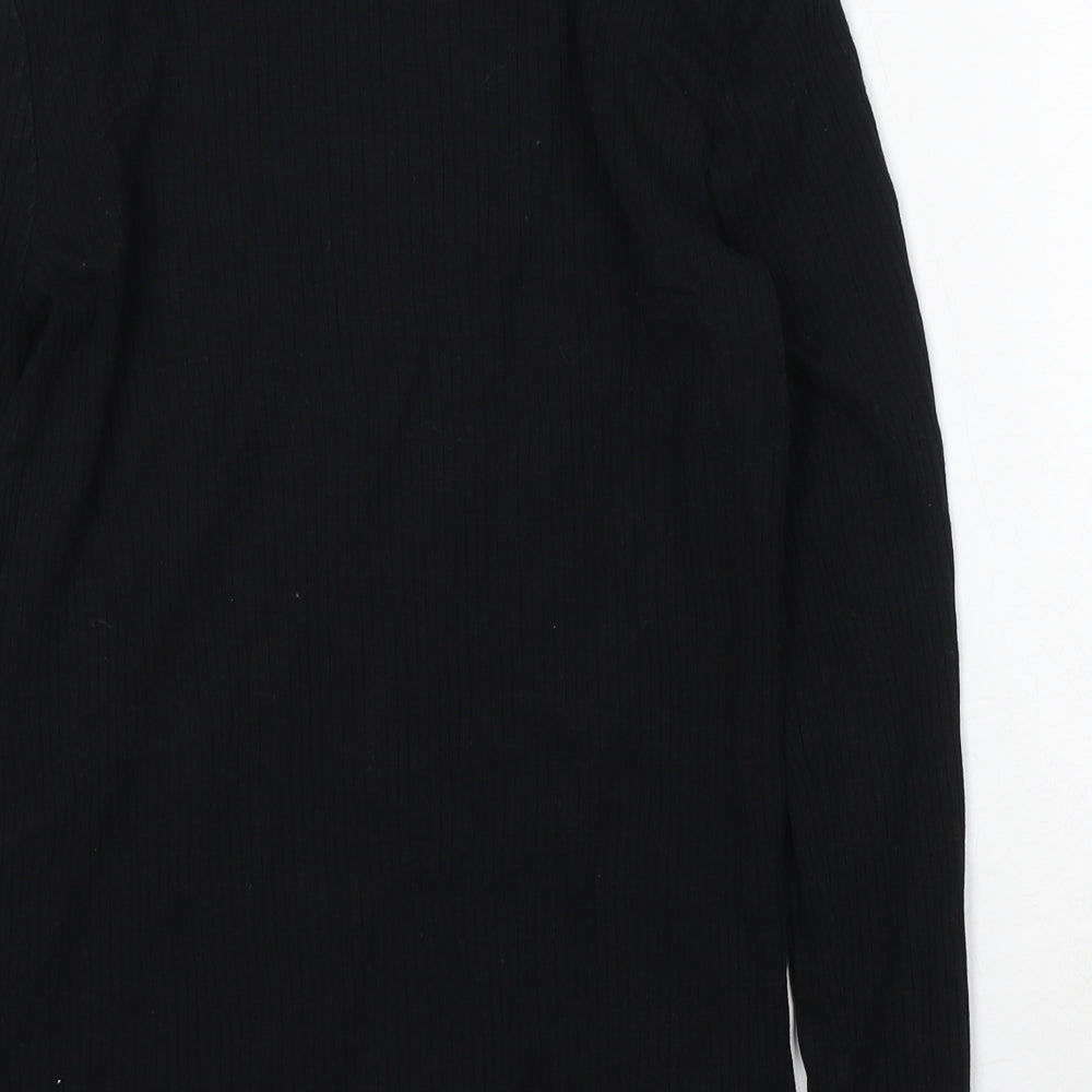 River Island Womens Black Square Neck  Cotton Pullover Jumper Size 12
