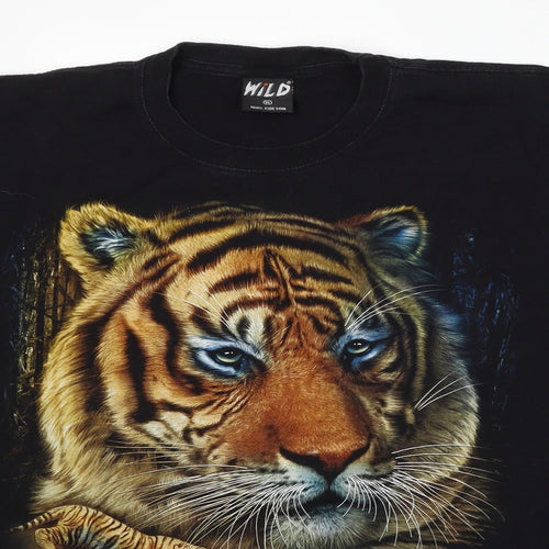 Wild Mens Black  Cotton  T-Shirt Size XL Round Neck