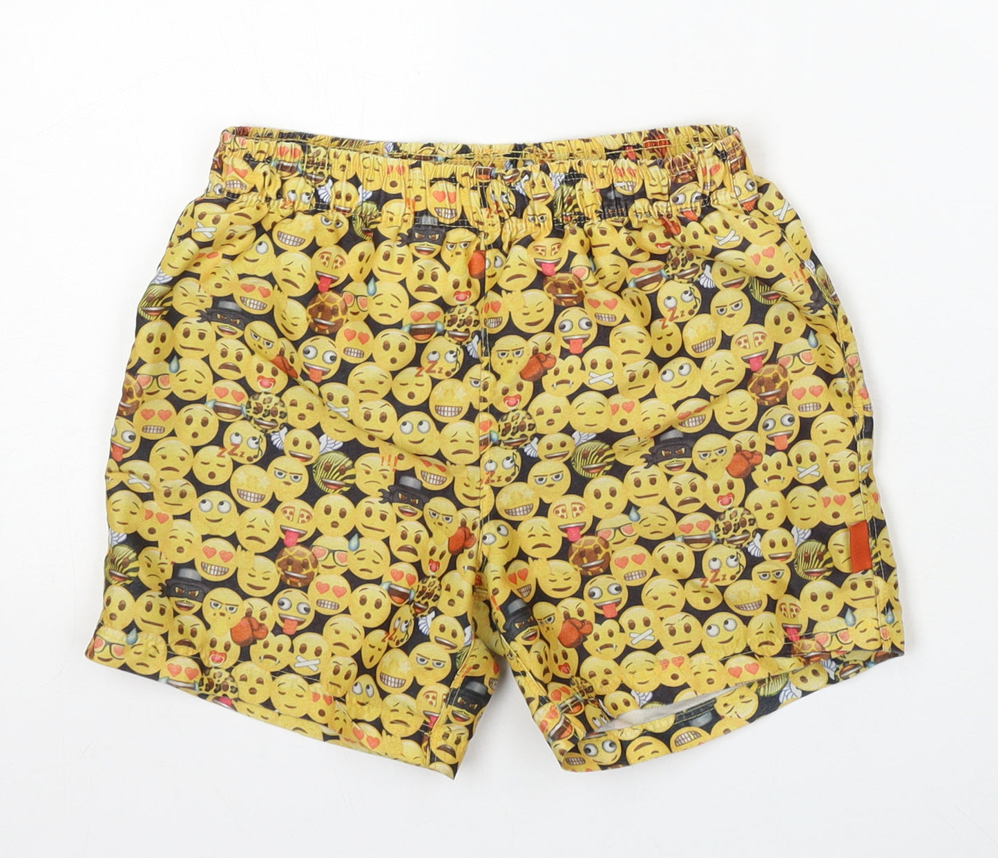 Emoji Boys Yellow Geometric Polyester Sweat Shorts Size 7-8 Years  Regular  - Swim Short