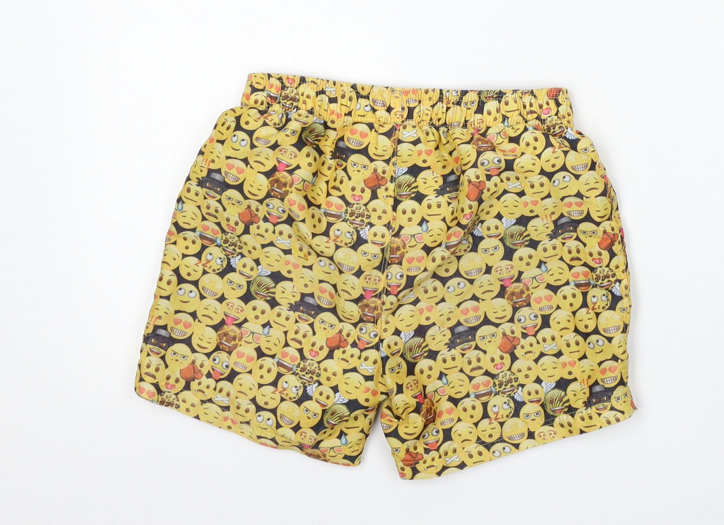 Emoji Boys Yellow Geometric Polyester Sweat Shorts Size 7-8 Years  Regular  - Swim Short