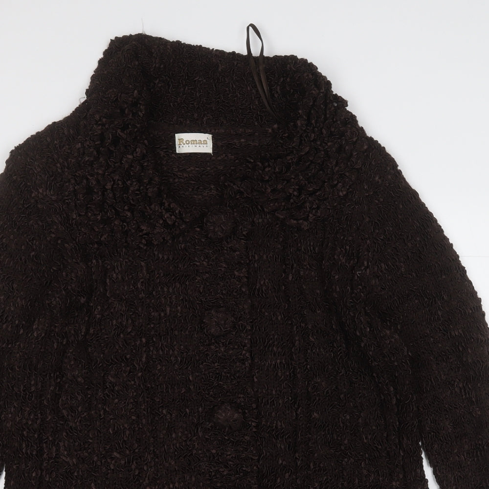 Roman Womens Brown Collared  Acrylic Cardigan Jumper Size L