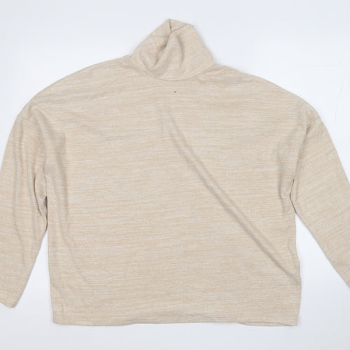 H&M Womens Beige Mock Neck  Viscose Pullover Jumper Size L