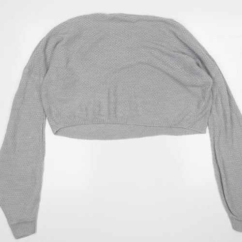 PRETTYLITTLETHING Womens Grey Round Neck  Acrylic Pullover Jumper Size M