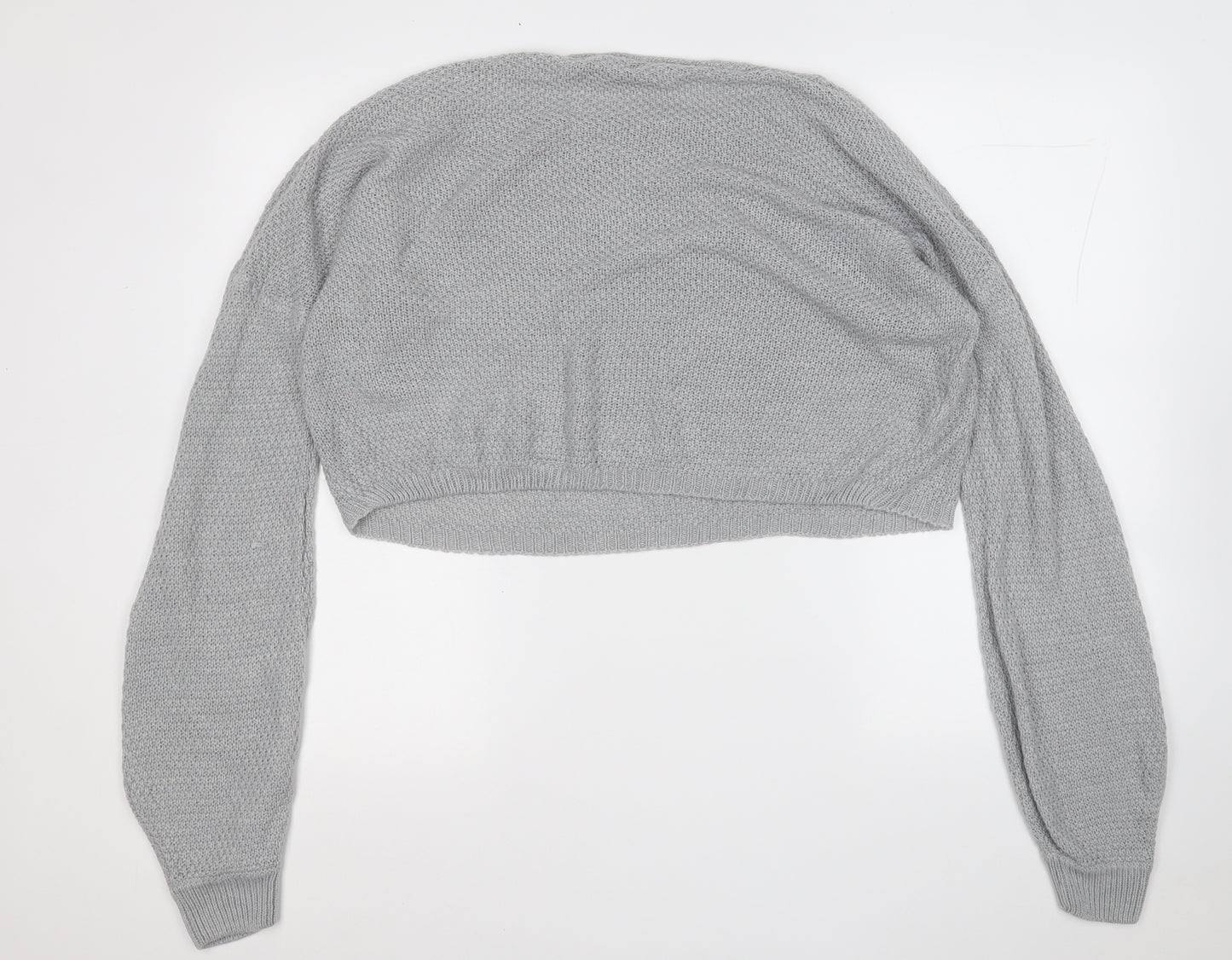 PRETTYLITTLETHING Womens Grey Round Neck  Acrylic Pullover Jumper Size M